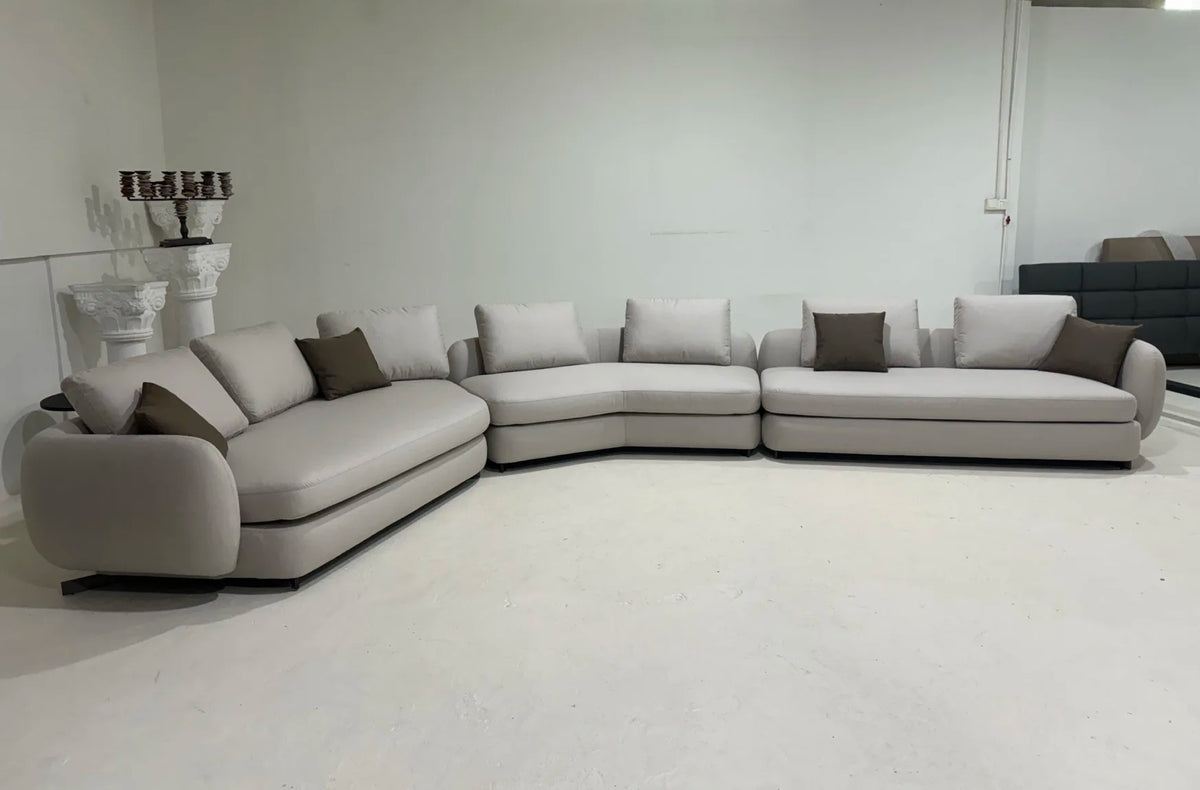 Modern Space Saving Living Room Couch Linen Fabric Sectional Corner Sofa