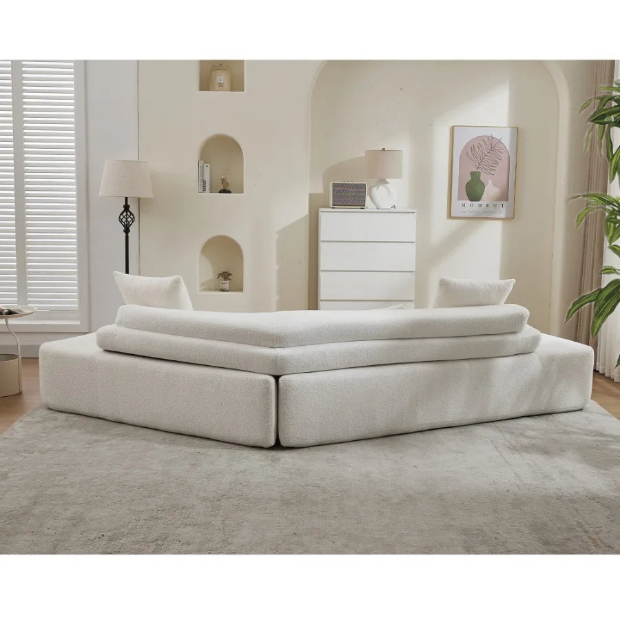 [NEW ARRIVED] [VIDEO PROVIDED] 128"Minimalist Cloud Sectional Couch Modern Couches 4-Seater No Assembly Two modular sofa Boucle