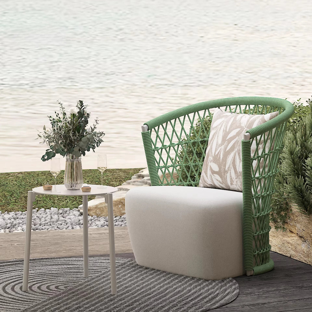 All Weather Modern Outdoor Furniture Chairs Aluminum Frame Rope Weave Patio Dinning Garden Chairs