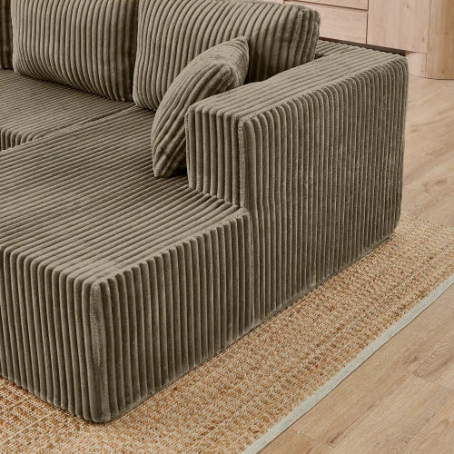 Modern Minimalist U Shape Modular Sofa - Corduroy Sectional Couch, Compressed Cushion, Sleeper for Living Room
