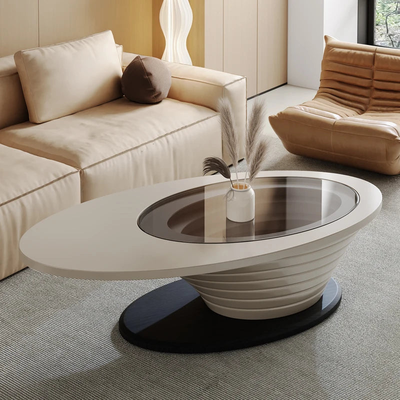 Round Designer Coffee Table Books Nordic Aesthetic Unique Coffee Table Glass Living Room Modern Mesa Auxiliar Salon Furniture