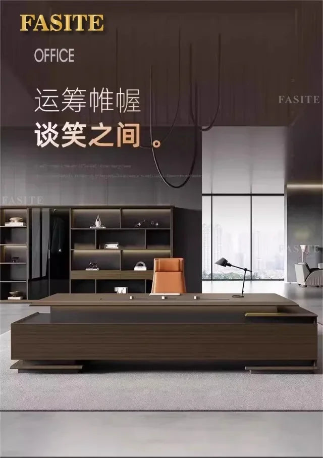 Premium Light luxury office boss table, simple modern class desk, high-end president table