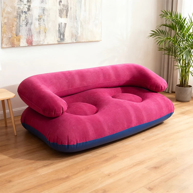 Double Inflatable Air Sofa Two-Seater Lazy Couch Heavy Duty Leak Proof Inflatable Lounge Furniture Indoor Outdoor Camping