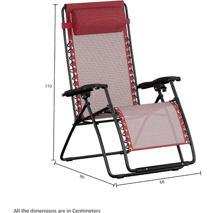 Basics Outdoor Patio Zero Gravity Lounge Chair with Pillow, Folding Reclining and Textilene Adjustable, Folding Lounge 26" Black