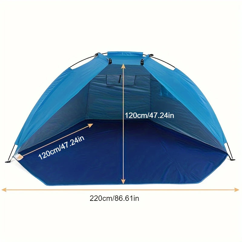 Ultralight 2 Person Beach Tent, Automatic Pop Up Sun Shelter with Carrying Bag, Portable Anti-UV Fishing Camping Tent for Travel