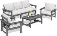 HDPE Patio Conversation Set, 6-Piece Sectional Outdoor Furniture Set, All Weather Outdoor Couch Set Patio Furniture Set for Dec