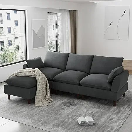 #For L-Shaped Modular Sectional Sofa, 3-Seater Comfy Cloud Couch with Ottoman/Chaise & 5 Pillows for Living Room Bedroom&