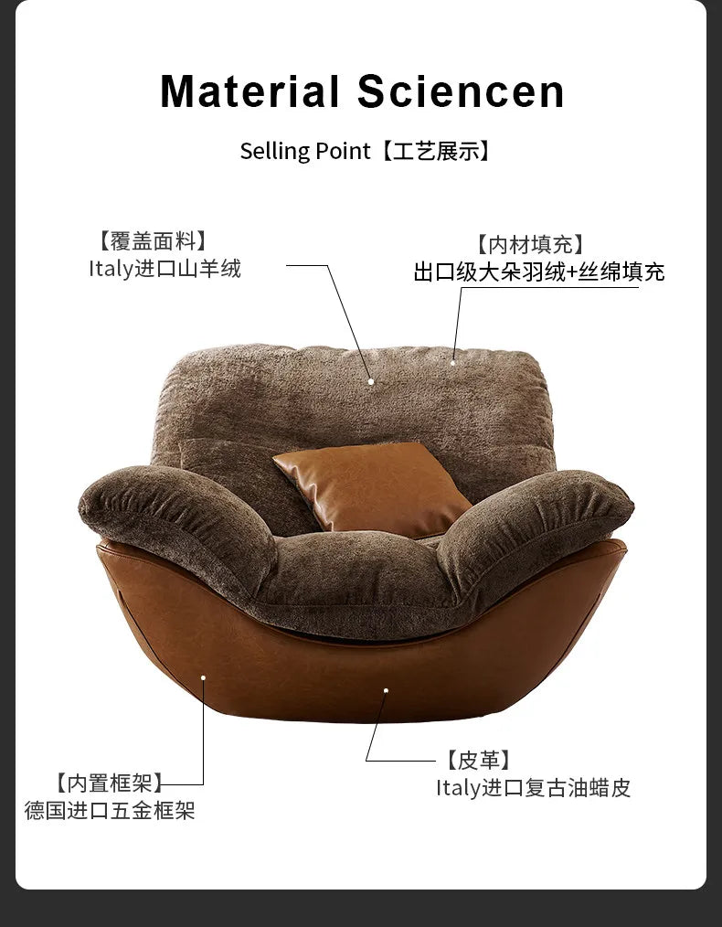 Italian minimalist living room couple double sofa recliner advanced reclining sleeping lazy sofa down