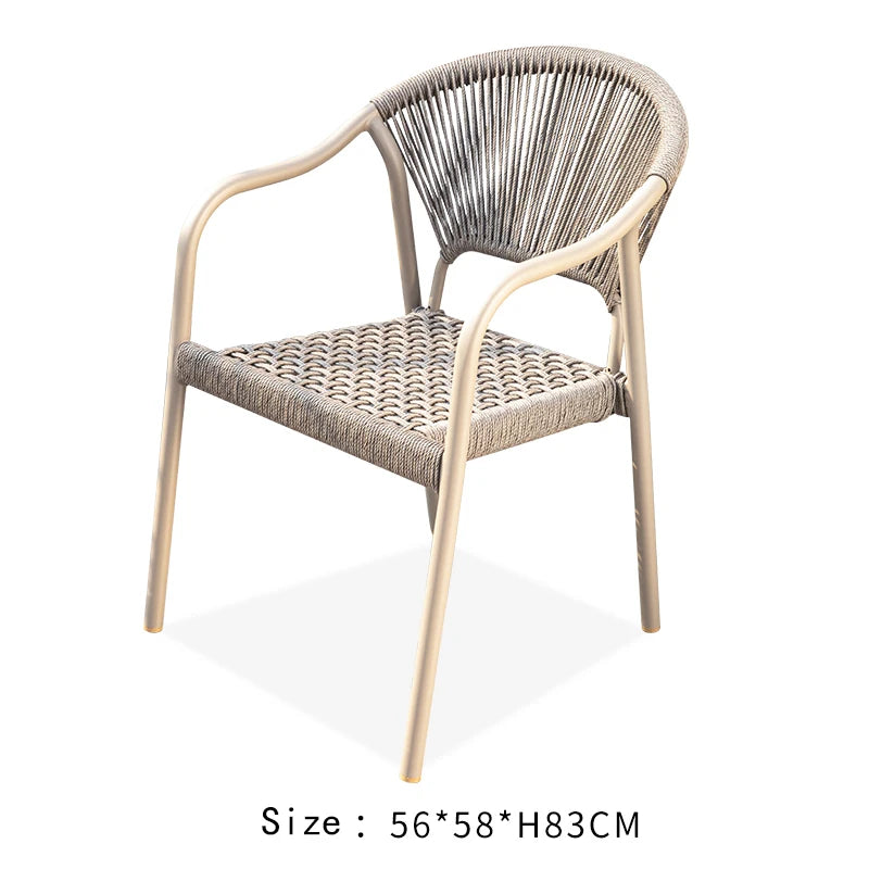 Aluminum Frame Outdoor Chairs Set of 2 PE Rope Patio Chair All Weather Bistro Chair Garden Chair for Hotel Restaurant Backyard