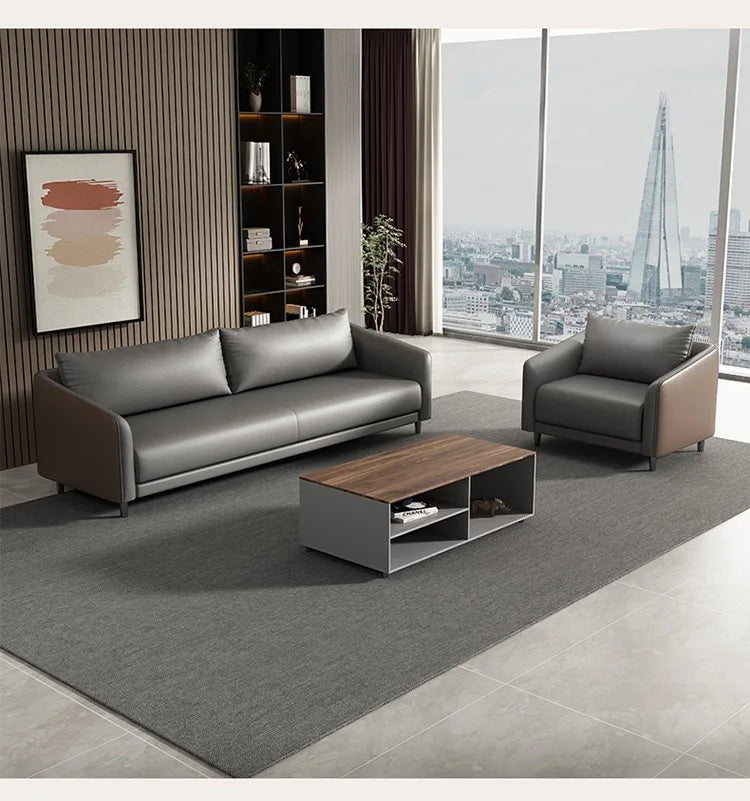 Office Sofa Modern Meeting Guests Business Reception Negotiation Leisure Area Modern Leather Sofa Coffee Table Combination Set
