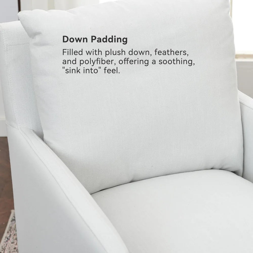 25" Wide Upholstered Dining Chairs with Casters, Modern Performance Fabric No Assembly Down Cushion Rolling Dining Armchair for