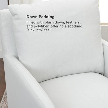 25" Wide Upholstered Dining Chairs with Casters, Modern Performance Fabric No Assembly Down Cushion Rolling Dining Armchair for