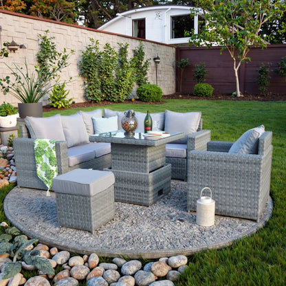 Factory Direct Sell Garden Corner Set Modern Wide Rattan Furniture Outdoor Lounge Sofa Set with Lift Table