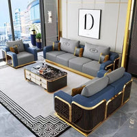 Italian Light Luxury Leather Sofa Living Room Small High-end Villa Modern Simple Solid Wood Sofa