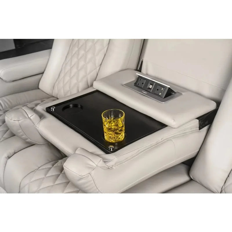Furniture Smart Home Electric Power Recliner Genuine Leather VIP Home Theater Sofa For Bedroom & Living Room USB LED Cool Cup