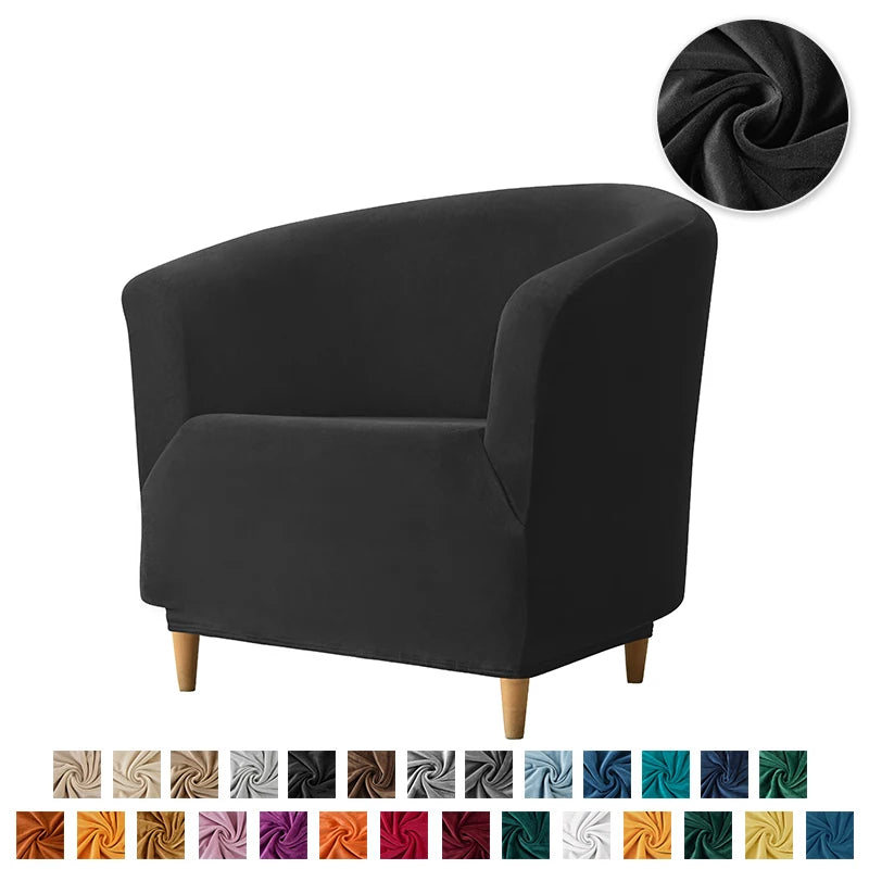 Velvet Tub Cover Chair Jacquard Single Seat Sofa Slipcover 1 Seate Living Room  Furniture Couch Washable Club Armchair Cover