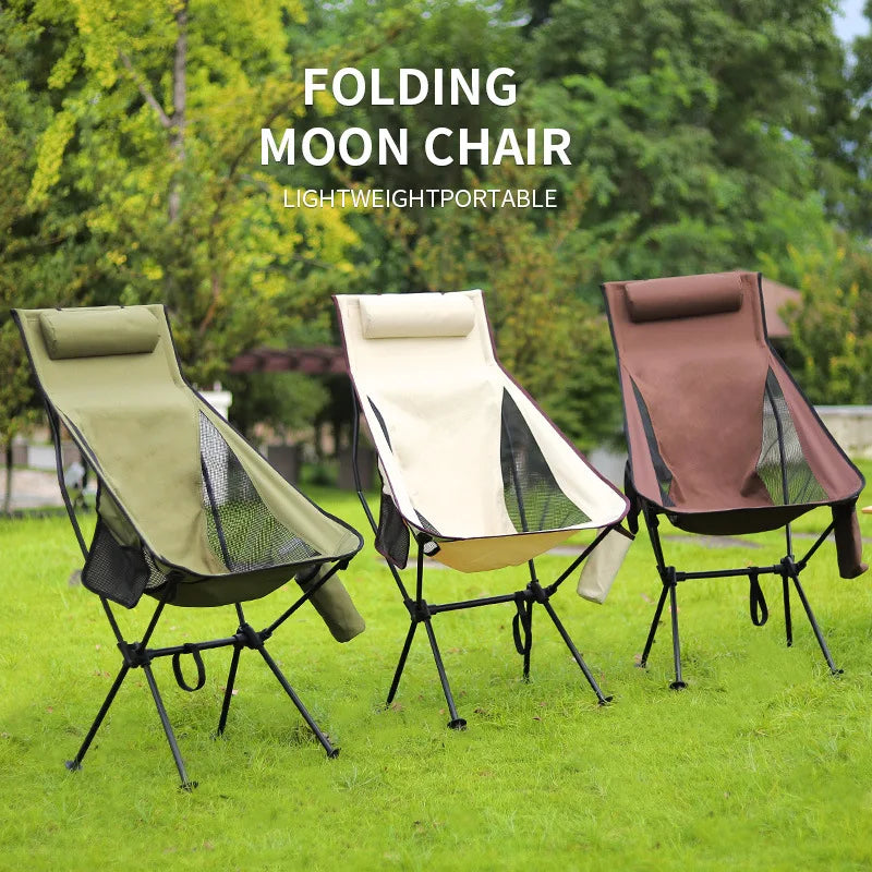 DIVEDEER Portable Folding Camping Chair with Headrest Lightweight Tourist Chairs Aluminum Alloy Fishing Chair Outdoor Furniture