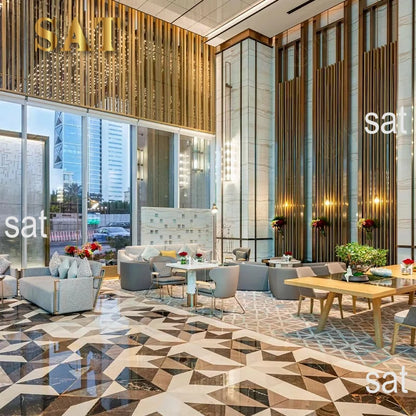 Hotel lobby furniture, modern common areas, synthetic leather upholstery, modular sofa set