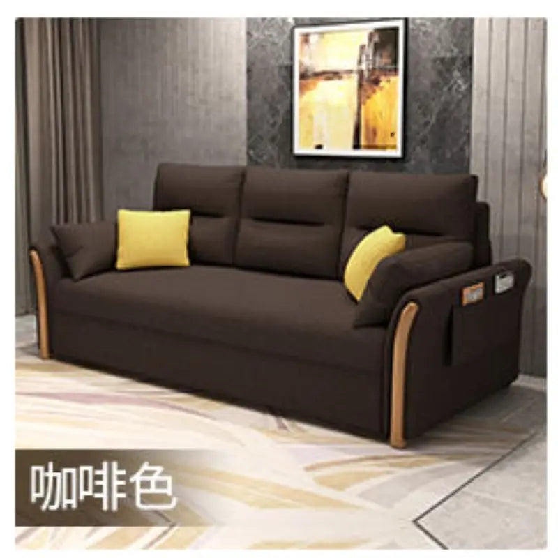 Multifunctional foldable sofa bed dual-purpose retractable small apartment storage single push-pull bed technology fabric
