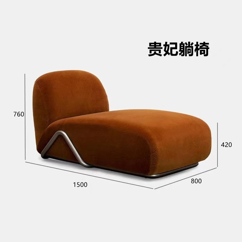 Single sofa antique living room stainless steel fabric curved sofa customization
