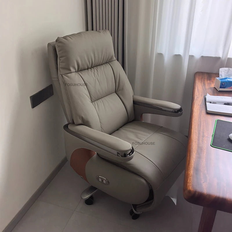 Electric Reclining Office Chairs American Bedroom Furniture Home Ergonomic Desk Chair Luxury Leather Executive Computer Armchair