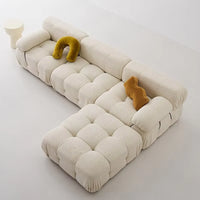 Modern Velvet Sofa Sectional Couch Set with Ottoman - Designer Furniture for Apartment - Modular Comfortable Living Room Set