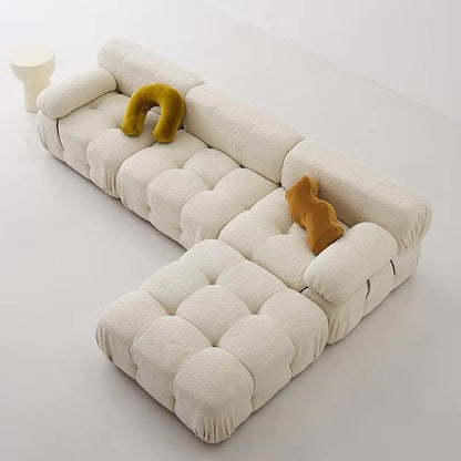 Modern Velvet Sofa Sectional Couch Set with Ottoman - Designer Furniture for Apartment - Modular Comfortable Living Room Set