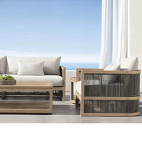 Outdoor villa courtyard sofa high-end teak sofa furniture combination hotel homestay waterproof