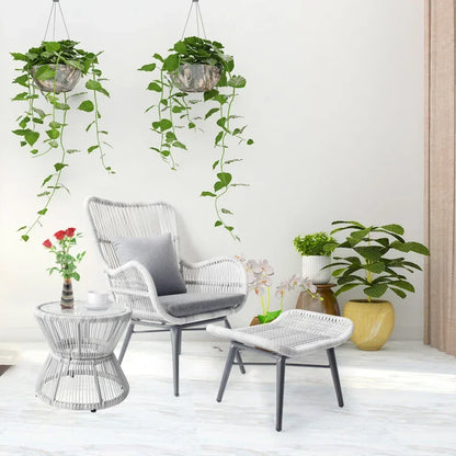 Rattan Chair Three Piece Set Balcony Table Modern Outdoor Furniture Combination Armrest Single Rattan Sofa Outdoor Chairs
