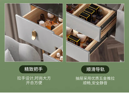 Solid wood new dresser glass bedroom modern simple style light luxury Internet celebrity small makeup table rock slab makeup