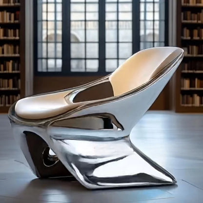Leisure chair living room balcony single sofa modern negotiation chair bright hollow electroplating chair