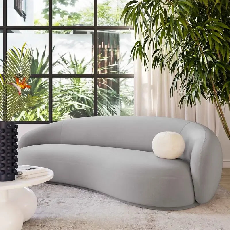 For Modern Velvet Round Arm Curved Sofa Large Couch Lounge Sofa for Home Hotel Furniture