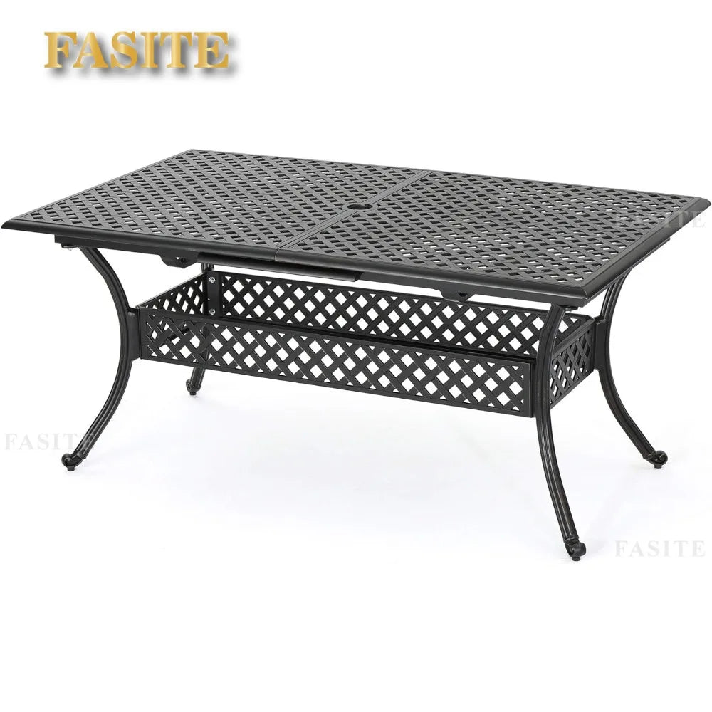 Outdoor Cast Aluminum Expandable Rectangular Dining Table