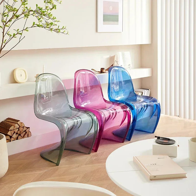 Design Minimalist Dining Chair Acrylic Kitchen Colorful Office Chair Modern Living Room Cadeira Kitchen Furniture  A1