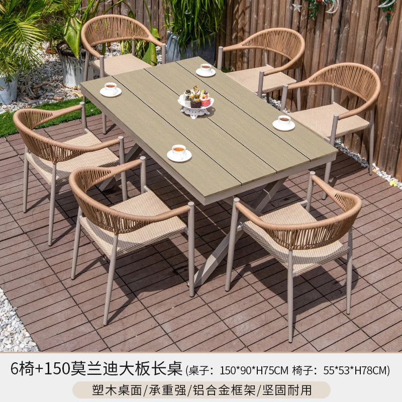 Outdoor table and chair courtyard villa leisure open-air balcony rattan chair Internet celebrity waterproof sunscreen garden