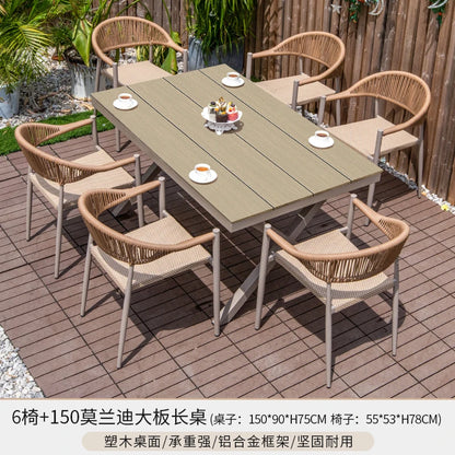 Outdoor table and chair courtyard villa leisure open-air balcony rattan chair Internet celebrity waterproof sunscreen garden