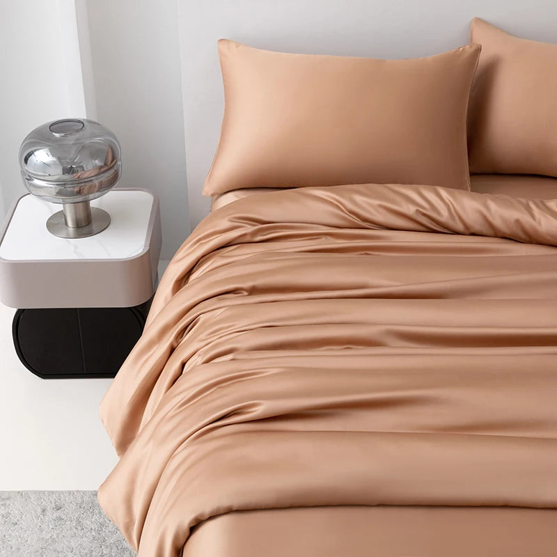 100% Mulberry Silk Bedding Set Solid Color Natural Silk Duvet Cover Set Twin King Queen Size Bed 3pcs/4pcs/5pcs Bed Sheet Set