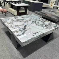 HLZ Modern Minimalist Marble Coffee Table Light Luxury Large and Small Apartment Home Living Room Square Flat Coffee Table