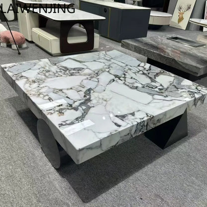 HLZ Modern Minimalist Marble Coffee Table Light Luxury Large and Small Apartment Home Living Room Square Flat Coffee Table