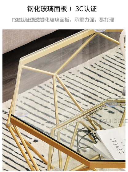 Nordic Glass Living Room Coffee Tables Light Luxury Modern Toughened Glass Bedroom Corner Table Iron Coffee Table Home Furniture