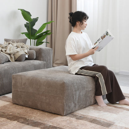Modern Corduroy Fabric Sectional Couch with 4 Pillows 102" L-Shaped Sofa with Chaise Ottoman Hardwood Frame Sofa for Living Room