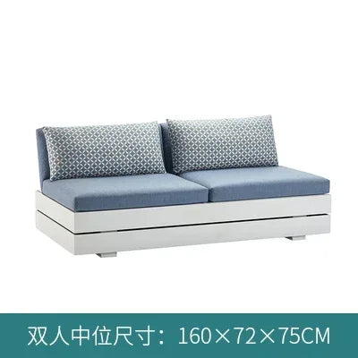 Outdoor sofa, rainproof, sunscreen, rattan craft, courtyard garden, Nordic solid wood coffee table