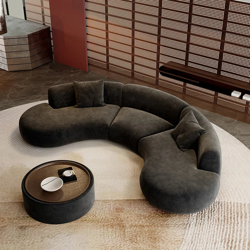 Semicircular curved special-shaped sofa black office beauty salon hotel lobby business rest area reception negotiation