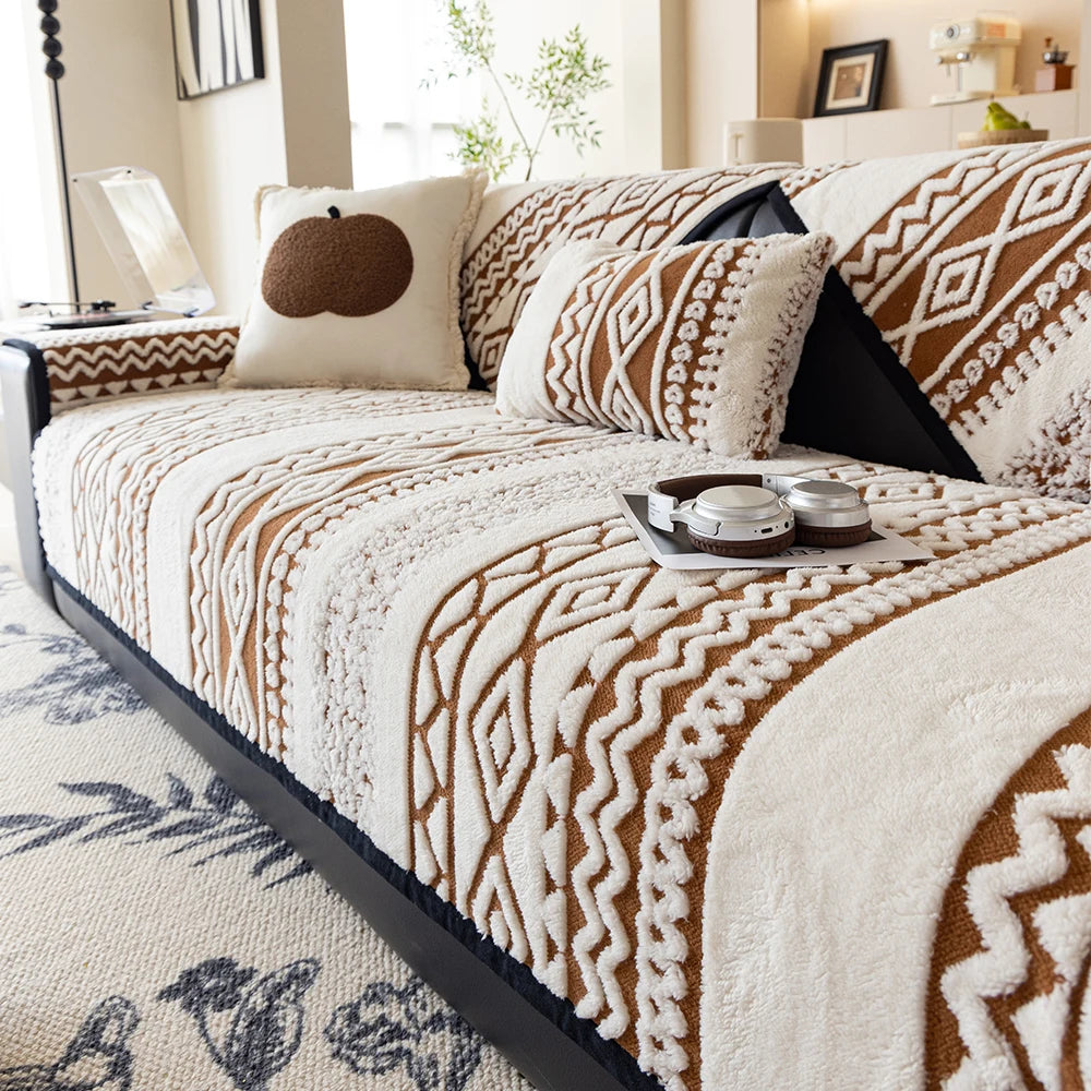 Protector Couch Cover for Sofa for Winter Fur-covered sofa cushion Pet Friendly Anti-slip Sofa Covers for living room