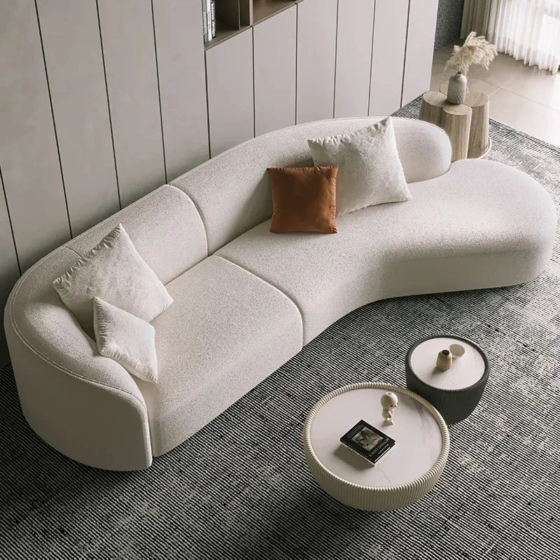 Home Sofa Set Furniture Couches Luxury Living Room Minimalist White Nordic Modern Boucle Couch Fabrics Semi Round Sofa