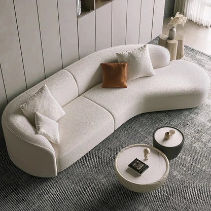 Home Sofa Set Furniture Couches Luxury Living Room Minimalist White Nordic Modern Boucle Couch Fabrics Semi Round Sofa