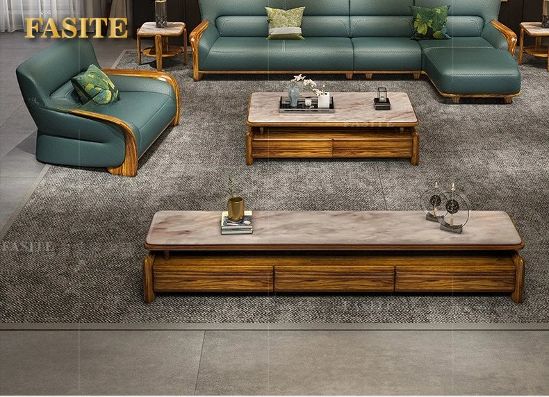 Leather sofa combination home living room corner first layer cowhide modern new Chinese furniture