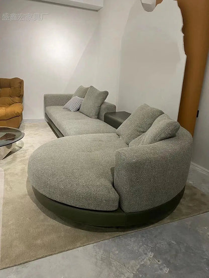 Modern simple straight corner cotton and linen round concubine modern living room sofa