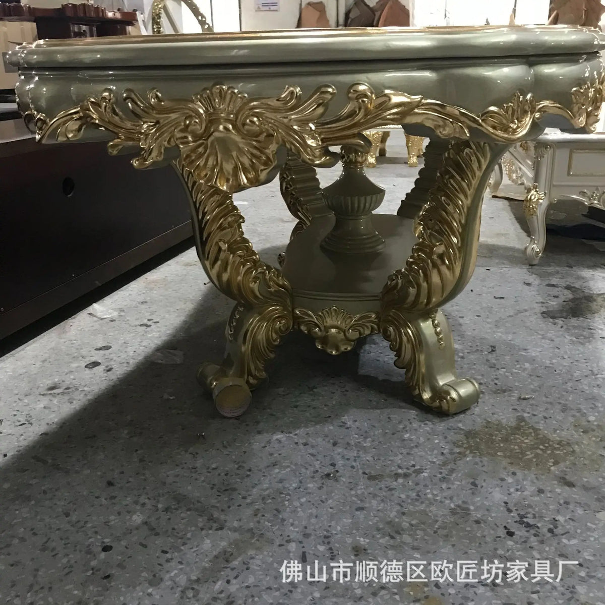 Solid wood dining table and chair combination size household, European style, carved