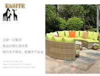 Outdoor round rattan sofa combination garden courtyard